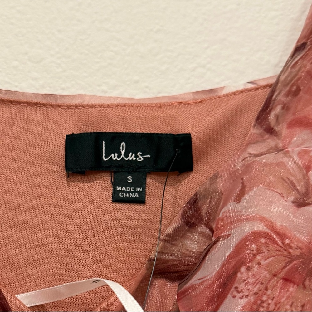 Lulu's Pink Floral Tiered Midi Dress - Picture 4 of 6